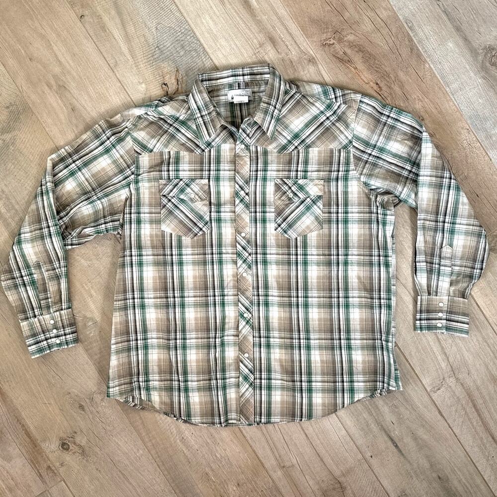 Vintage Wrangler Western Wrancher Pearl Snap Shirt Mens Size XXL